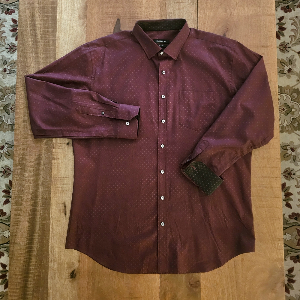 Bugatchi Red Dress Shirt Long Sleeve